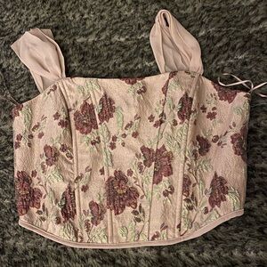 Altar'd State Selene Floral Corset Top Size Large, NWT